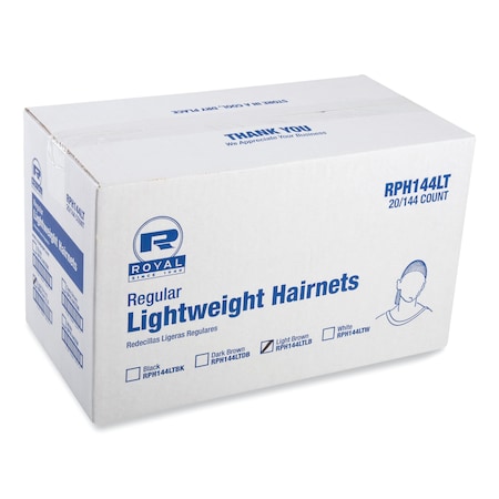 Amercareroyal Hairnet, Light Brown, 24 in, 2880 PK RPH144LTLB